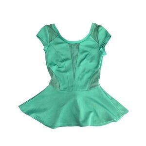 bebe : emerald green fitted top w sheer panels